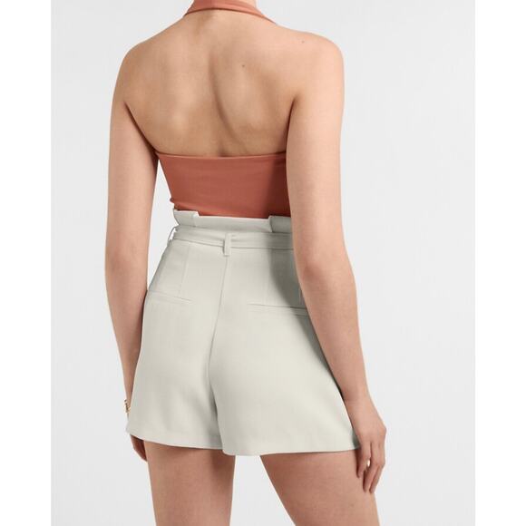 Express Extreme High Rise Paperbag‎ Green Linen Shorts Sz 10 NWT Soft Girl - Picture 2 of 9